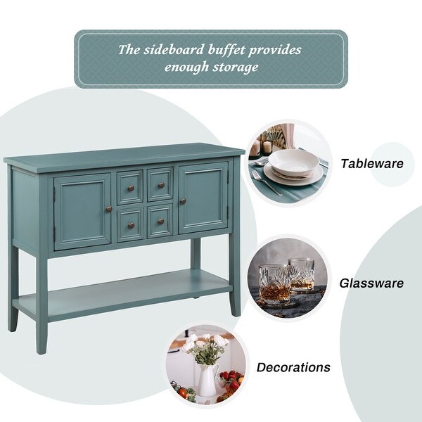 Table buffet sideboard Sofa table with storage drawers， cabinets and bottom shelf