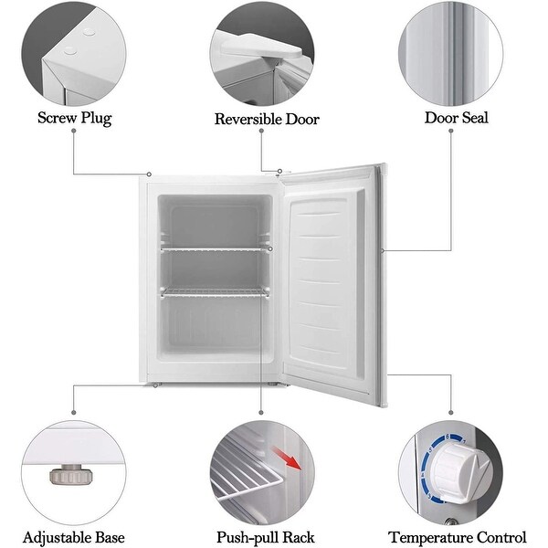 2.1 cu.Compact Upright Freezer Reversible Stainless Steel Door