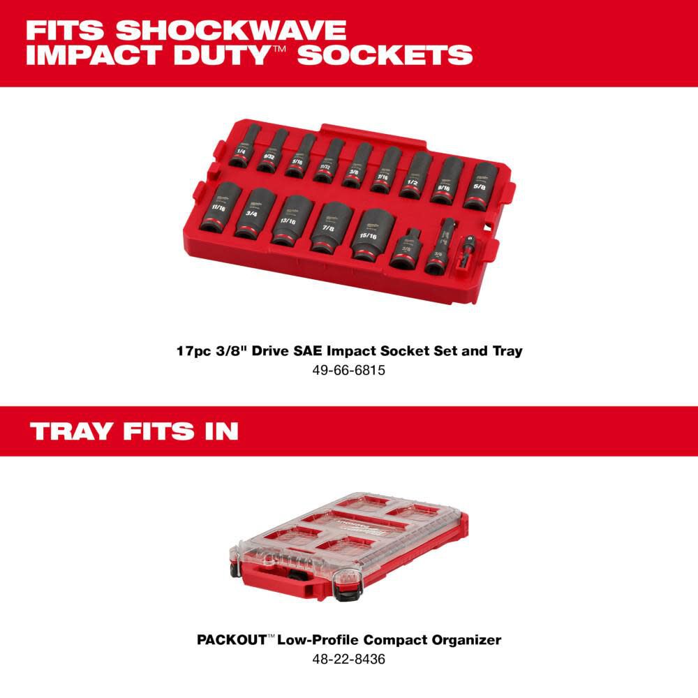 Milwaukee SHOCKWAVE Impact Duty Socket 3/8 Dr 17pc Tray Only 49-66-6830 from Milwaukee