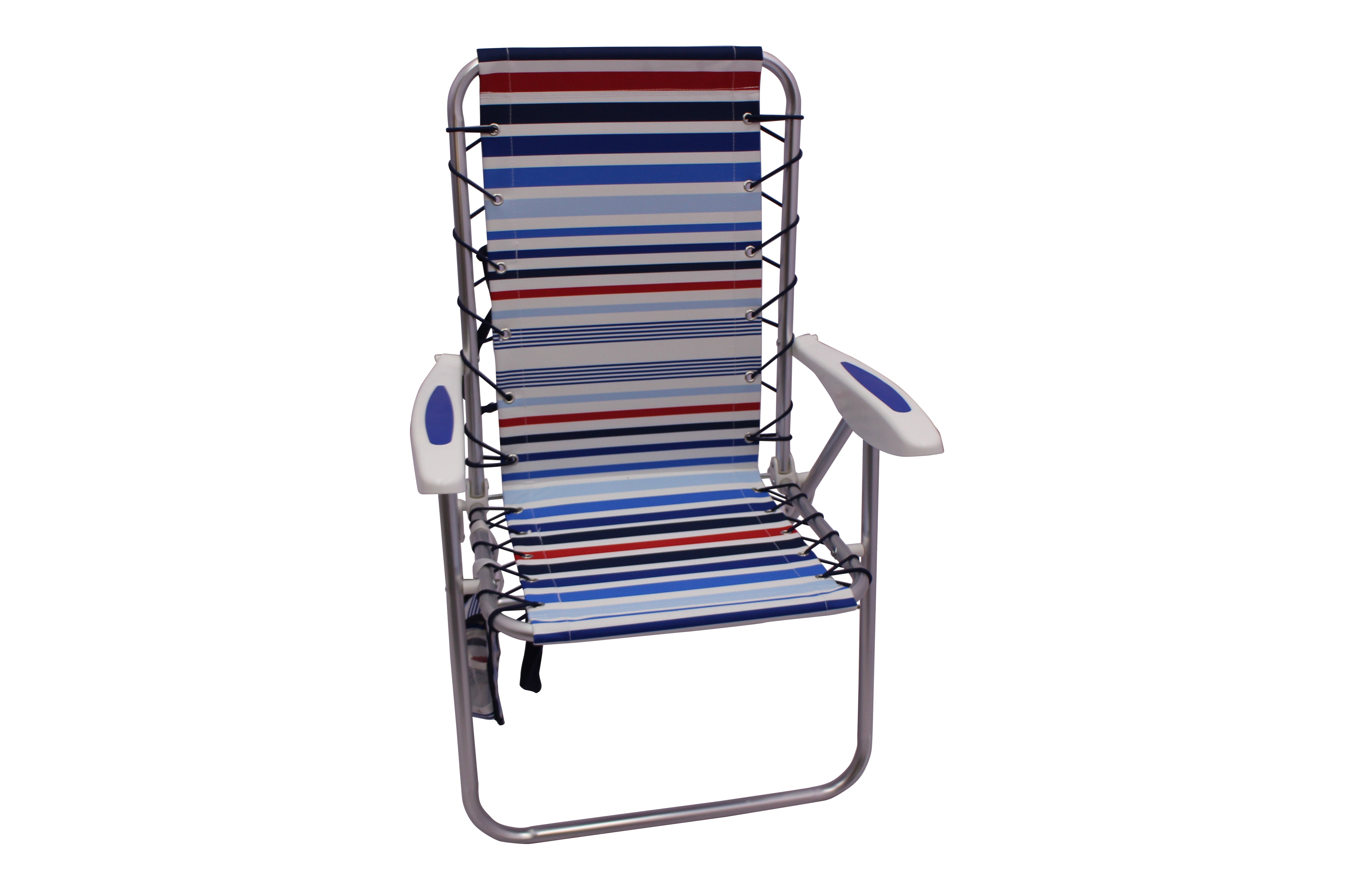 Mainstays Aluminum Bungee Beach Chair， Red White and Blue Stripe