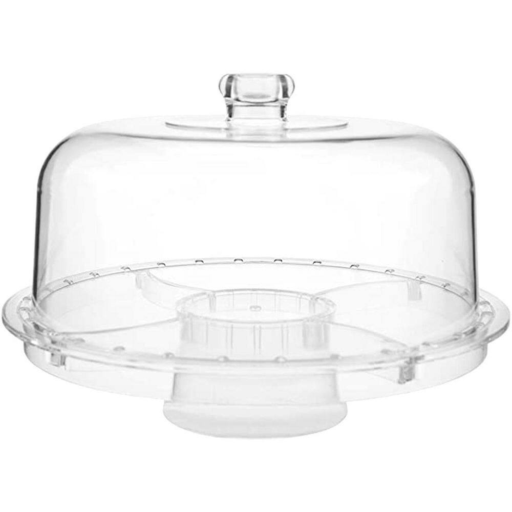 LEXI HOME 1-Tier Clear Acrylic Cake Stand Multi-Functional 6 in 1 Serving Stand MW1748