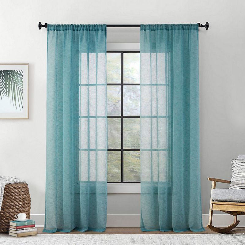 THD Zoey Faux Linen Textured Semi Sheer Privacy Sun Light Filtering Window Floor Length Rod Pocket Thick Curtains Drapery Panels Master Bedroom and Living Room， 2 Panels