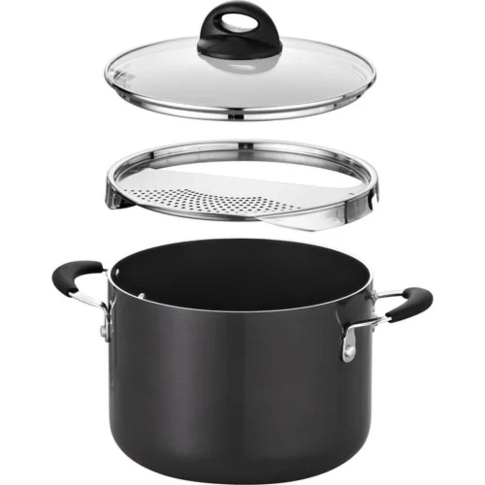 6 Quart Lock and Drain Charcoal Gray Pasta Pot