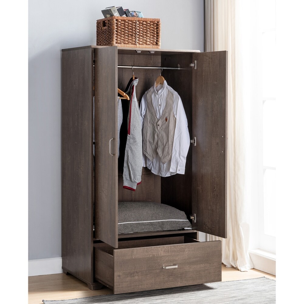 DH BASIC Contemporary Wardrobe Armoire with Bar Pulls by Denhour