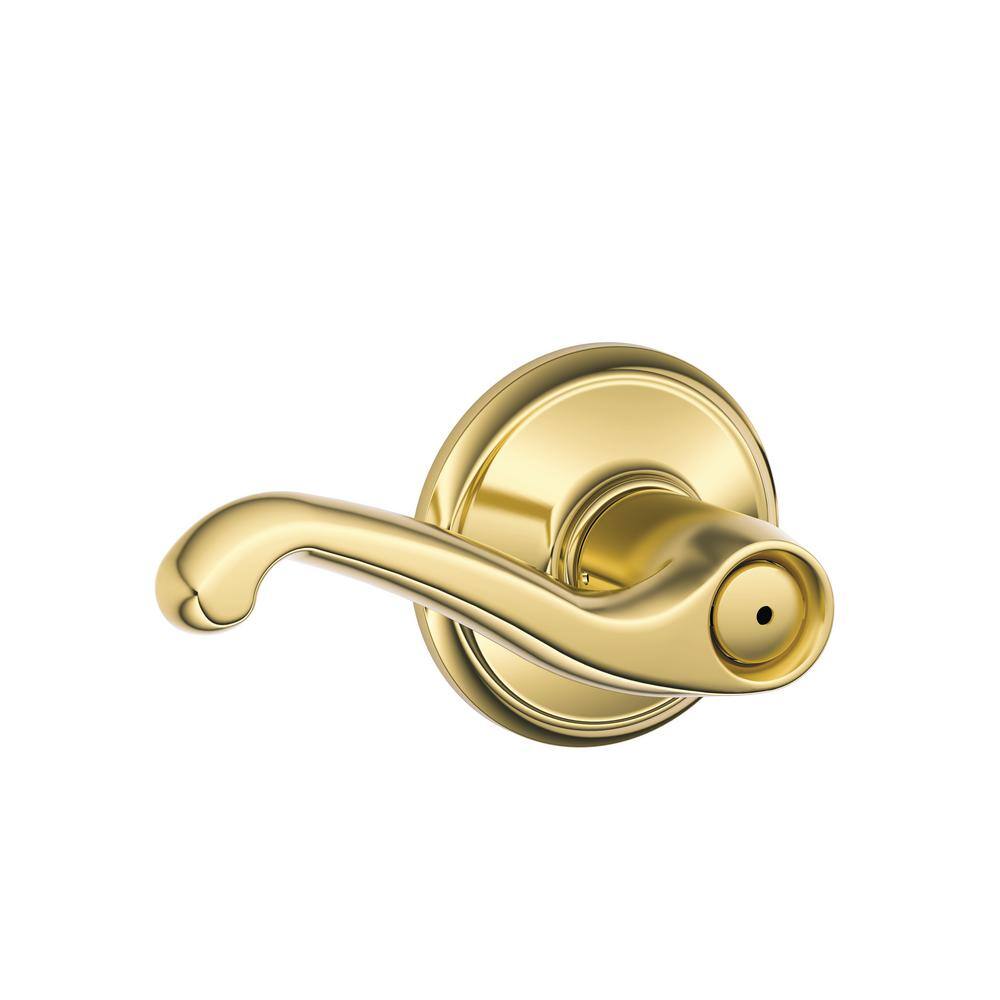 Schlage Flair Bright Brass Privacy BedBath Door Handle F40 V FLA 605