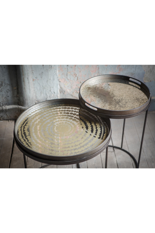 Round Tray Side Table Set (2)  OROA   Industrial   Coffee Table Sets   by Oroa   Distinctive Furniture  Houzz