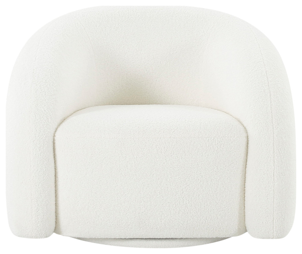 Azzurro Upholstered Swivel Loungechair  Ivory   Contemporary   Armchairs And Accent Chairs   by Pasargad Home  Houzz