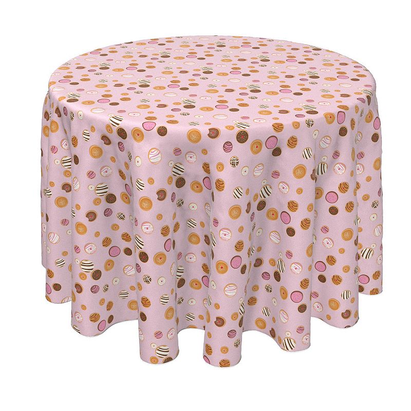 Round Tablecloth， 100% Polyester， 90 Round， Sweet Sweet Donut Bake