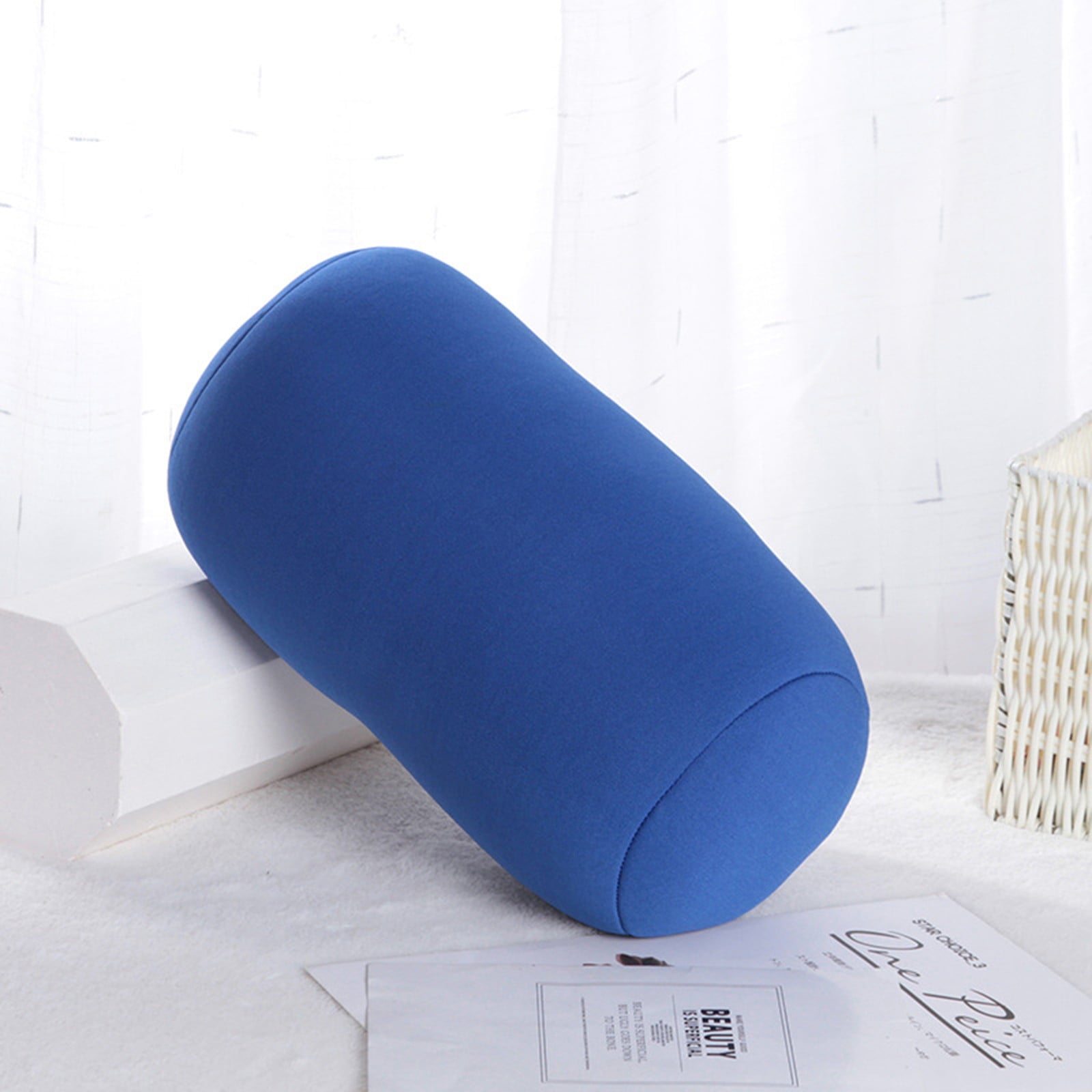 SQUARE CARMEN Cylinder Memory Foam Pillow Roll Cervical Bolster Round Nap Neck Pillow Cushion, Blue