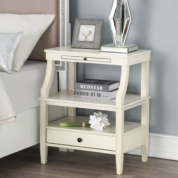 Newland Storage Nightstand， Wooden End Side Table for Living Room