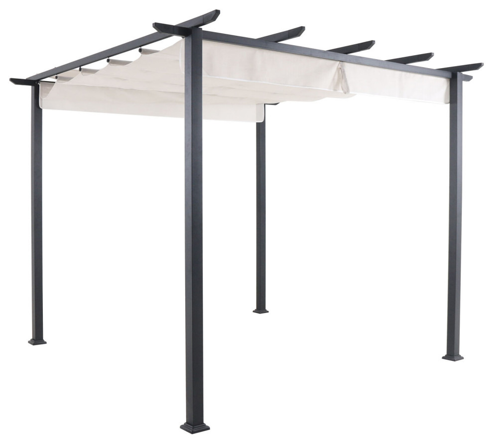 Freestanding Aluminum  Steel Pergola djustable Sling Canopy  Gray   Transitional   Gazebos   by Almo Fulfillment Services  Houzz