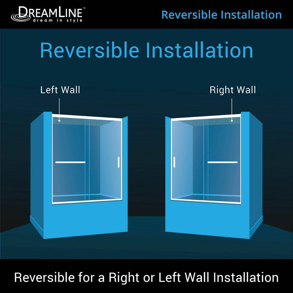 DreamLine Infinity-Z 56-60 in. W x 60 in. H Sliding Semi-Frameless Tub Door in Oil Rubbed Bronze with Clear Glass DL-6992-CL-06