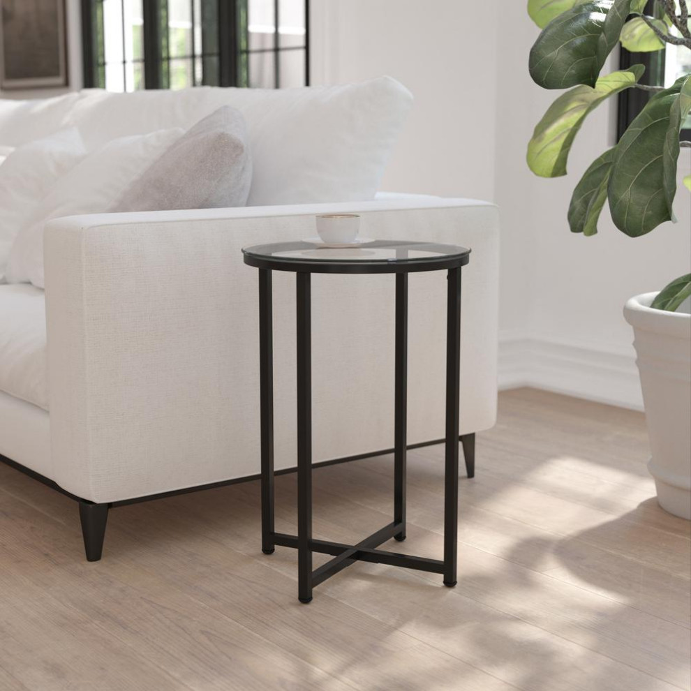 Greenwich Collection End Table   Modern Clear Glass Accent Table with...   Transitional   Side Tables And End Tables   by BisonOffice  Houzz