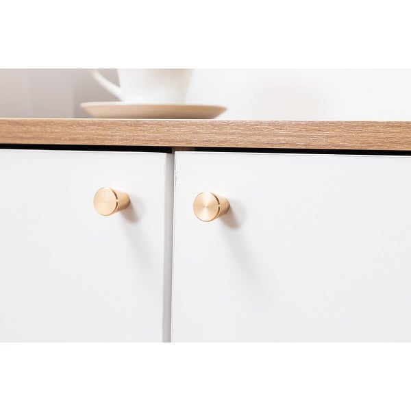 Light Brown and White Storage Console Cabinet Table