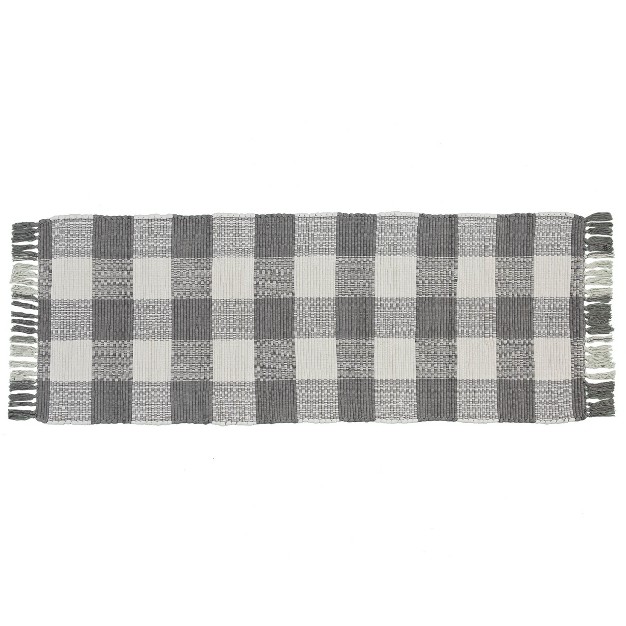 Park Designs Buffalo Check Rag Rug Runner 2x6 Dove