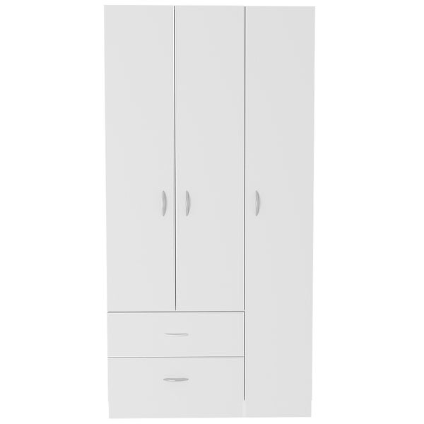 Bosko 3 Doors Armoire， 2 Drawers， 4 Shelves， Metal Rod - - 34518435