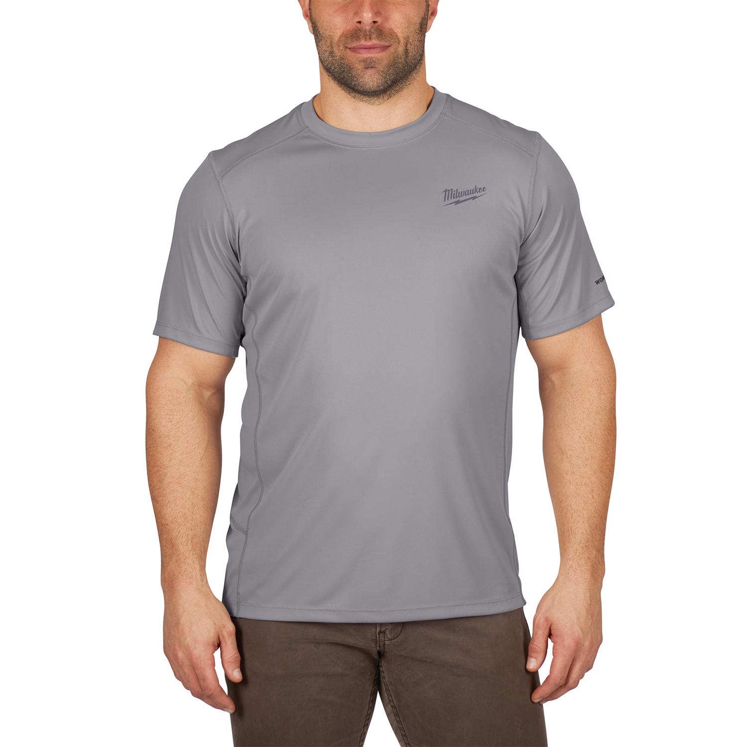 MW Workskin M Short Sleeve Men\u0027s Crew Neck Gray Lightweight Performance Tee Shirt