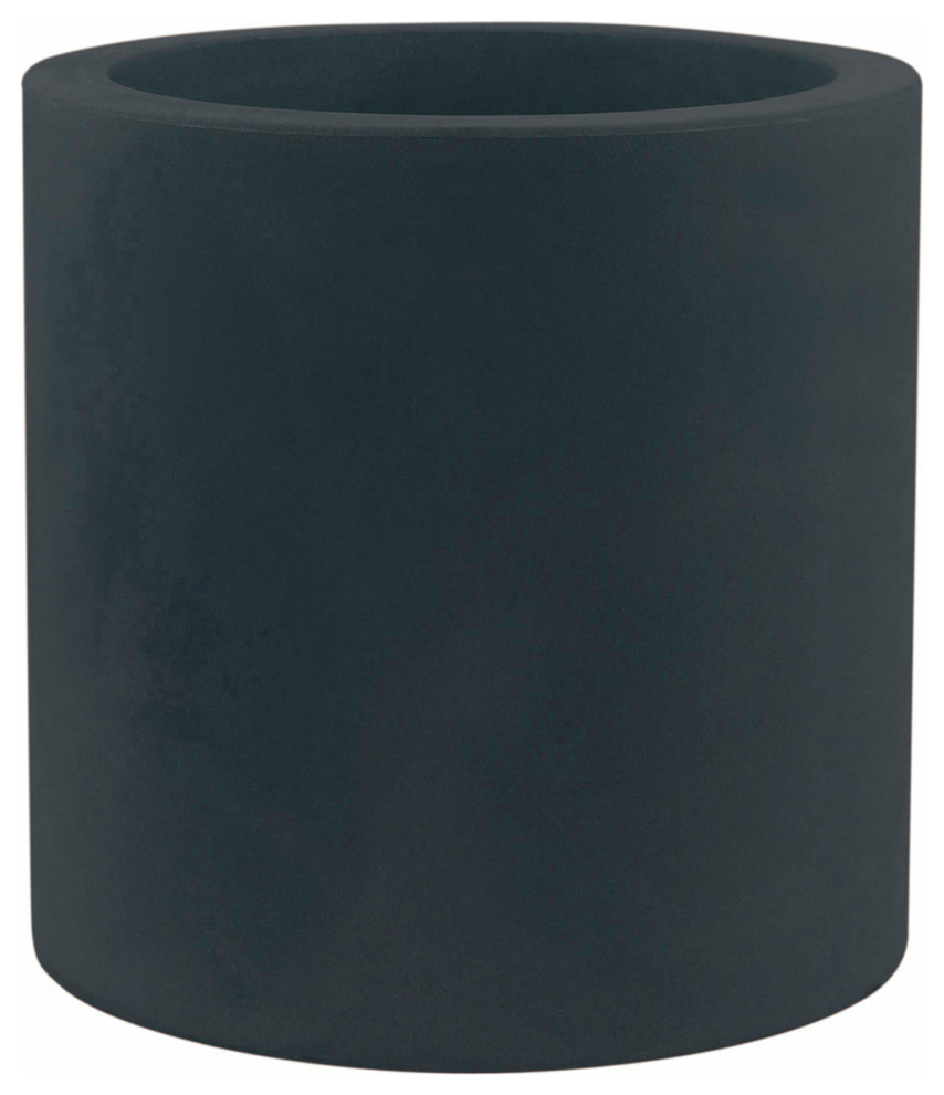 Studio Vondom Cylinder Planter 19.75 quotH Basic Anthracite   Transitional   Outdoor Pots And Planters   by Vondom  Houzz