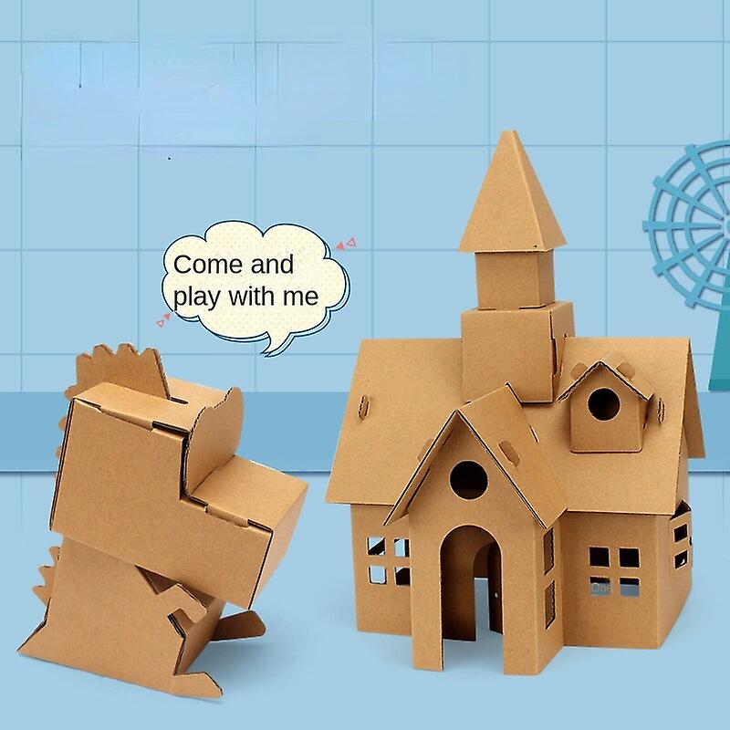 Diy Production Material Package Graffiti Carton Creative Assembly Cottage House Student Cardboard Kids Handmade Games Puzzles