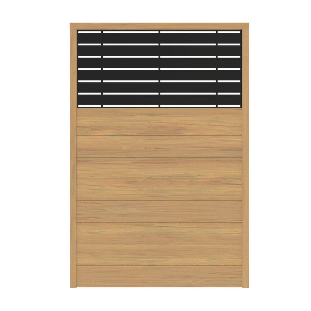 Barrette Outdoor Living 6 ft. x 4 ft. Cypress Vinyl Fence with Boardwalk Black Decorative Screen 73032566