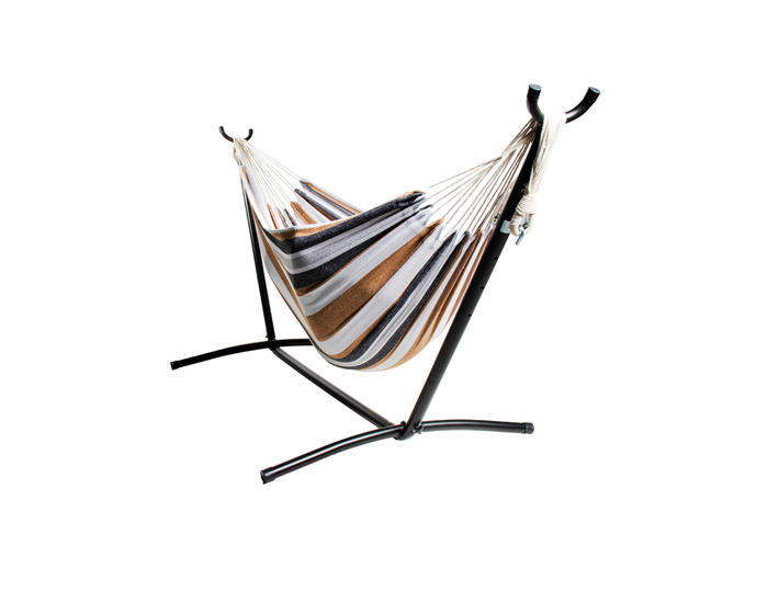 Backyard Expressions Two Person Hammock with Stand + Relaxing Audio Track and Luxury Carrying Case - 106