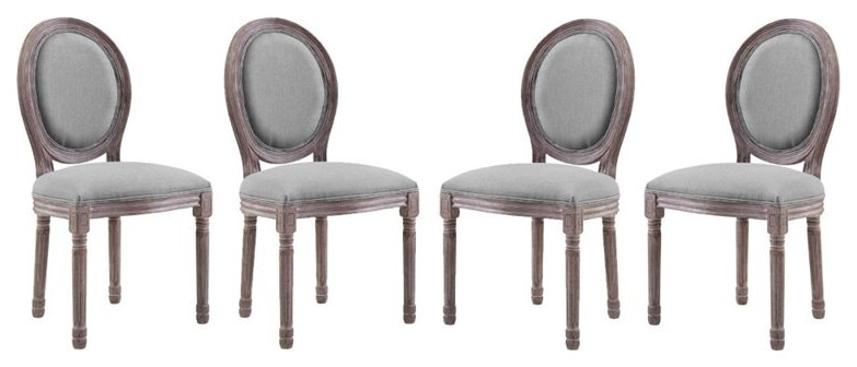 Modway Emanate 19.5 quotUpholstered Fabric Dining Side Chair in Beige (Set of 4)   French Country   Dining Chairs   by Homesquare  Houzz