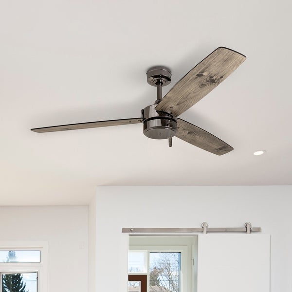 Prominence Home Journal Indoor/Outdoor Ceiling Fan， Damp Rated， Contemporary， Gun Metal - 52-inch Shopping - The Best Deals on Ceiling Fans | 34777946