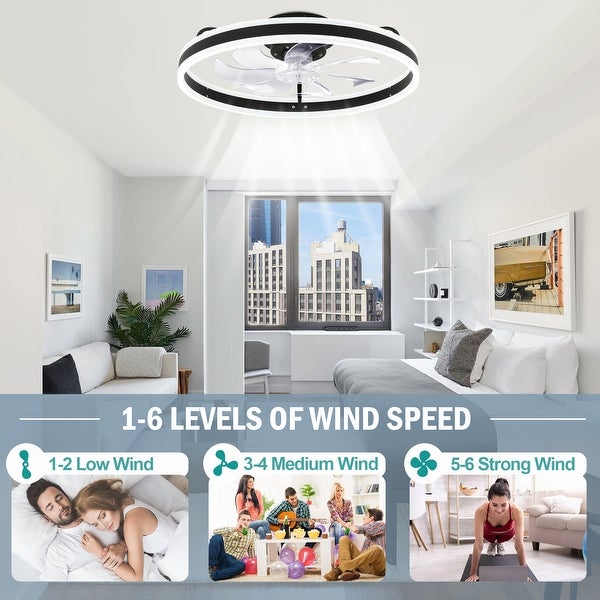 Oaks Aura Modern 20in. Low Profile Ceiling Fan with Light， 6-Speed Flush Mount Ceiling Fan， Smart App Remote Control For Bedroom Shopping - The Best Deals on Ceiling Fans | 40786745