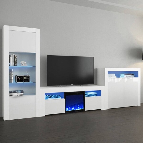 Milano Set 145EF-BK-2D Electric Fireplace Modern Wall Unit Entertainment Center