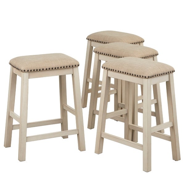 Lifestorey Tobias 24-inch Cushioned Farmhouse Counter Stool (Set of 4)