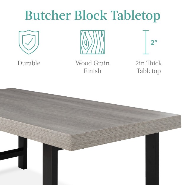 Best Choice Products 44in Modern Butcher Block Top Coffee Table Rectangular Wood Accent Table W Metal Legs