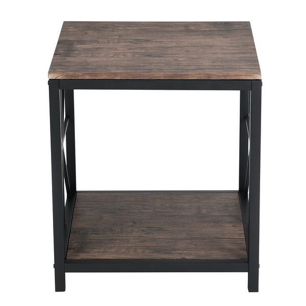 End Table/Side Table with 2-Tier Storage Shelf