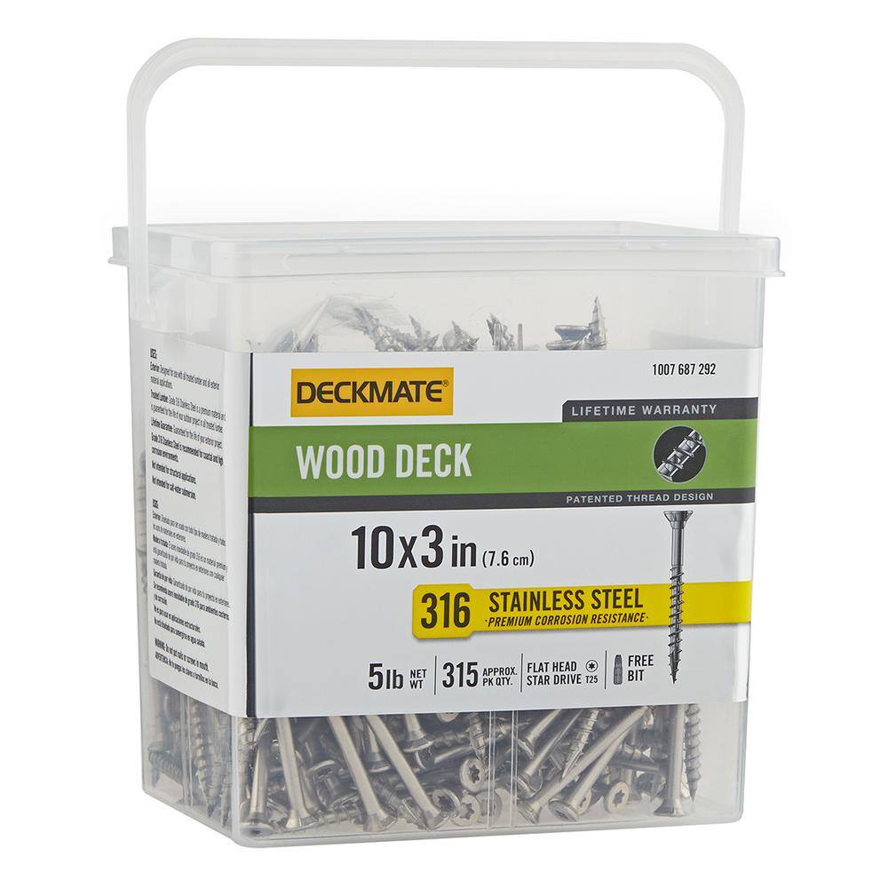 Deckmate Marine Grade Stainless Steel #10 X 3 in. Wood Deck Screw 5lb (Approximately 315 Pieces) 867170