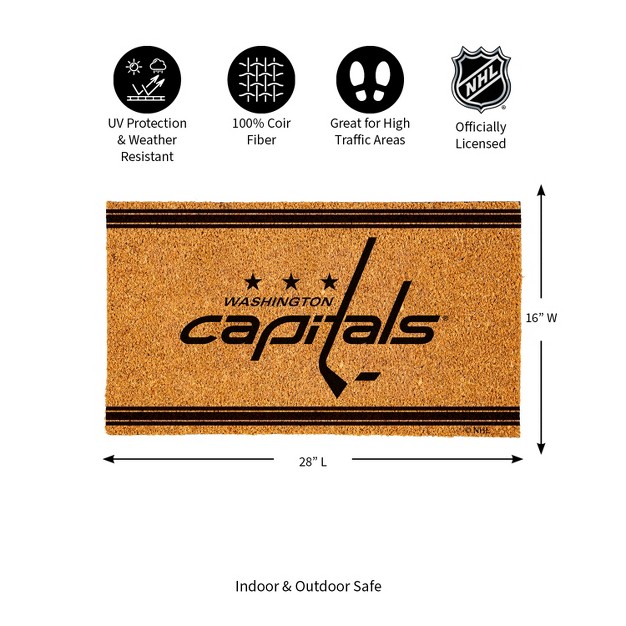 Evergreen Washington Capitals Logo Turf Mat Brown 28 X 16 Inches Indoor Outdoor Doormat