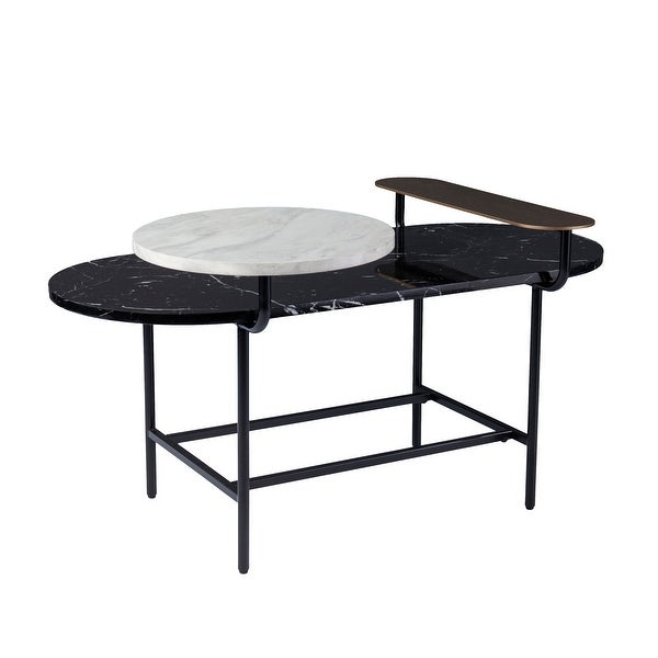 SEI Furniture Aasen Contemporary Black Stone Coffee Table