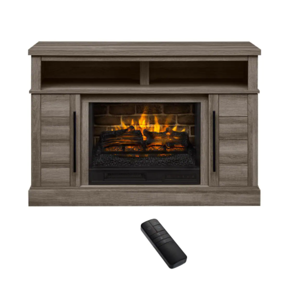 StyleWell Wolcott 48 in. Freestanding Electric Fireplace TV Stand in Prairie Ash Finish - Kejku