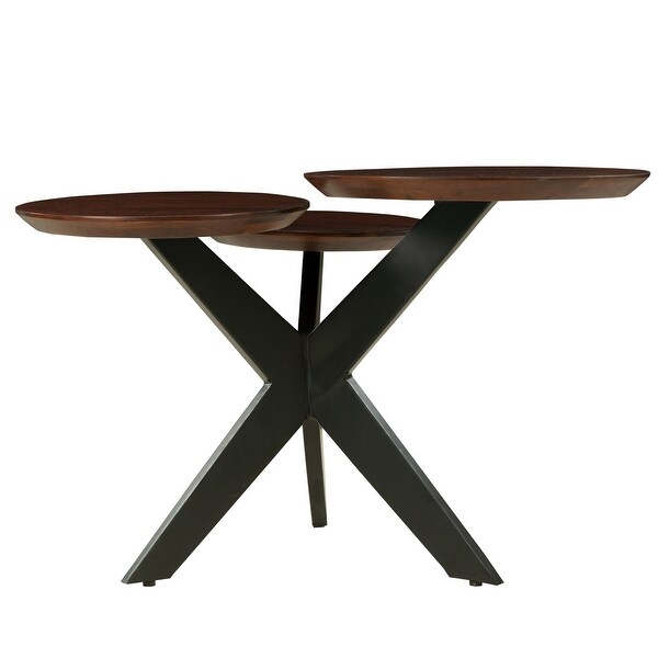 Modern Coffee Table with 3 Tier Wooden Top and Boomerang Legs