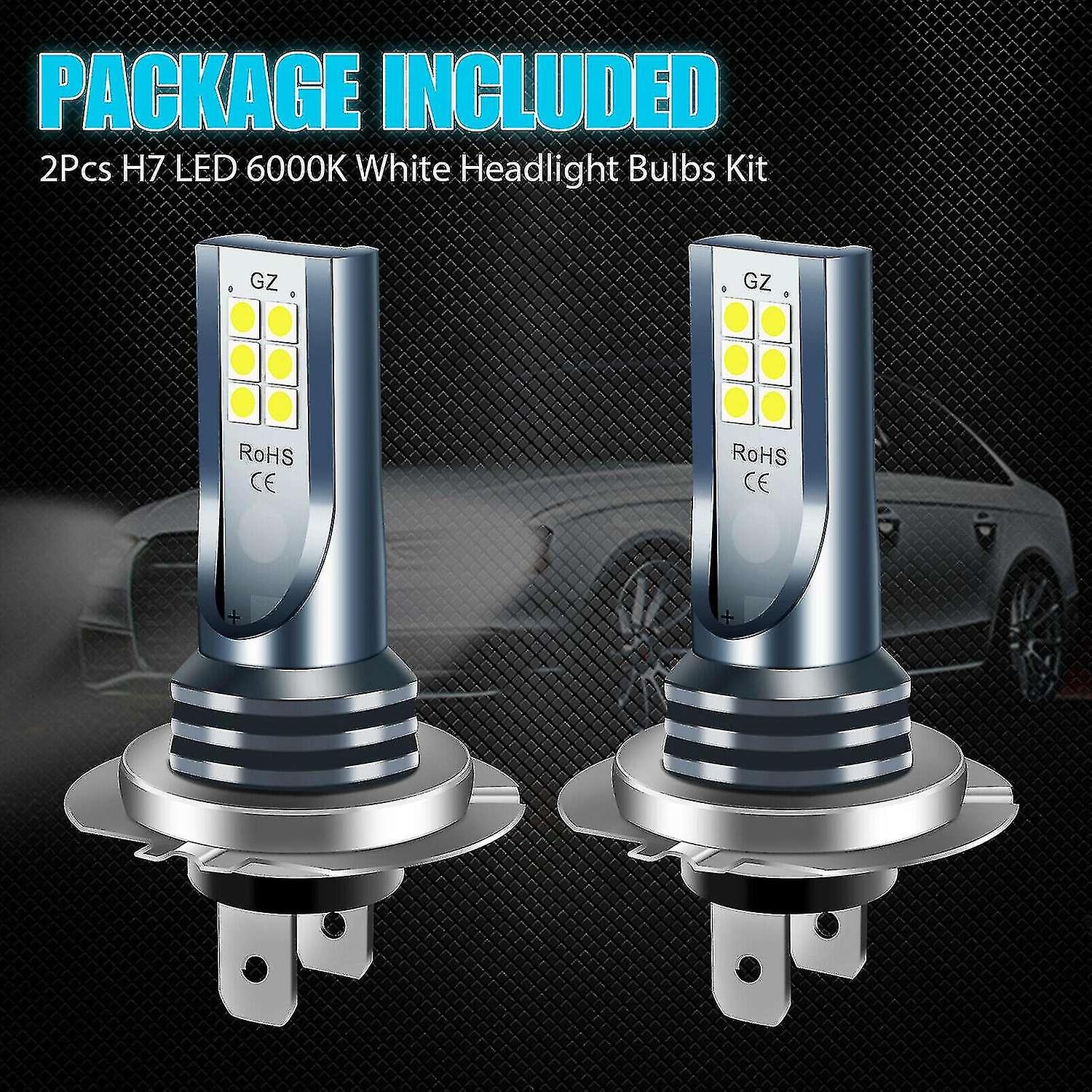 2 Pcs H7 Led Fog Light Bulb， White Bright High Power Led Fog Light Bulbs For Auto Motorcycle Cars Tr