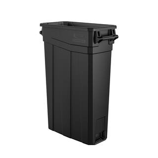 Suncast Commercial Slim 23 Gal. Black Plastic Trash Can With Handles TCNH2030BK