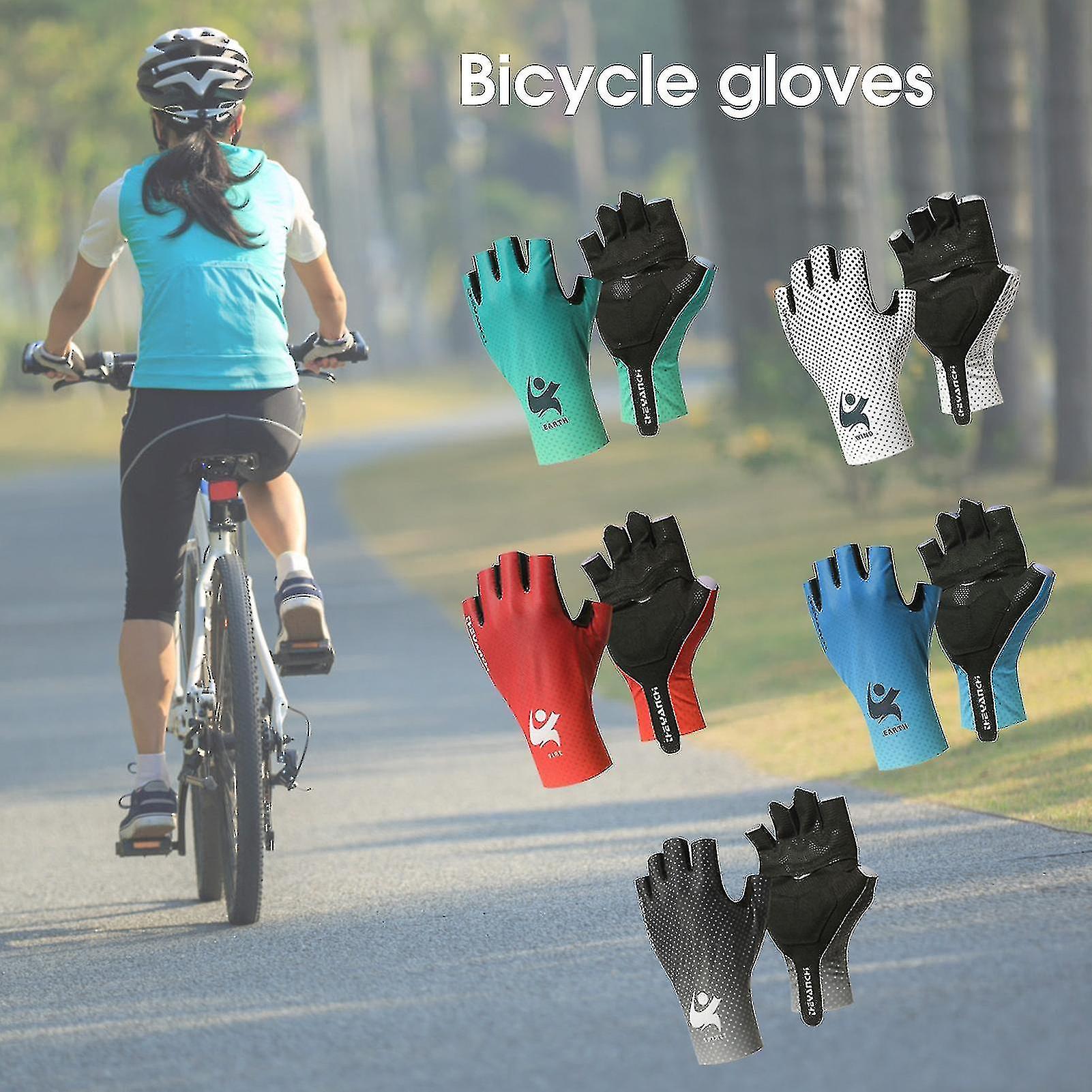 1 Pair Anti-slip Letter Print Suncreen Cycling Gloves Unisex Cycling Half-finger Gloves For Summer