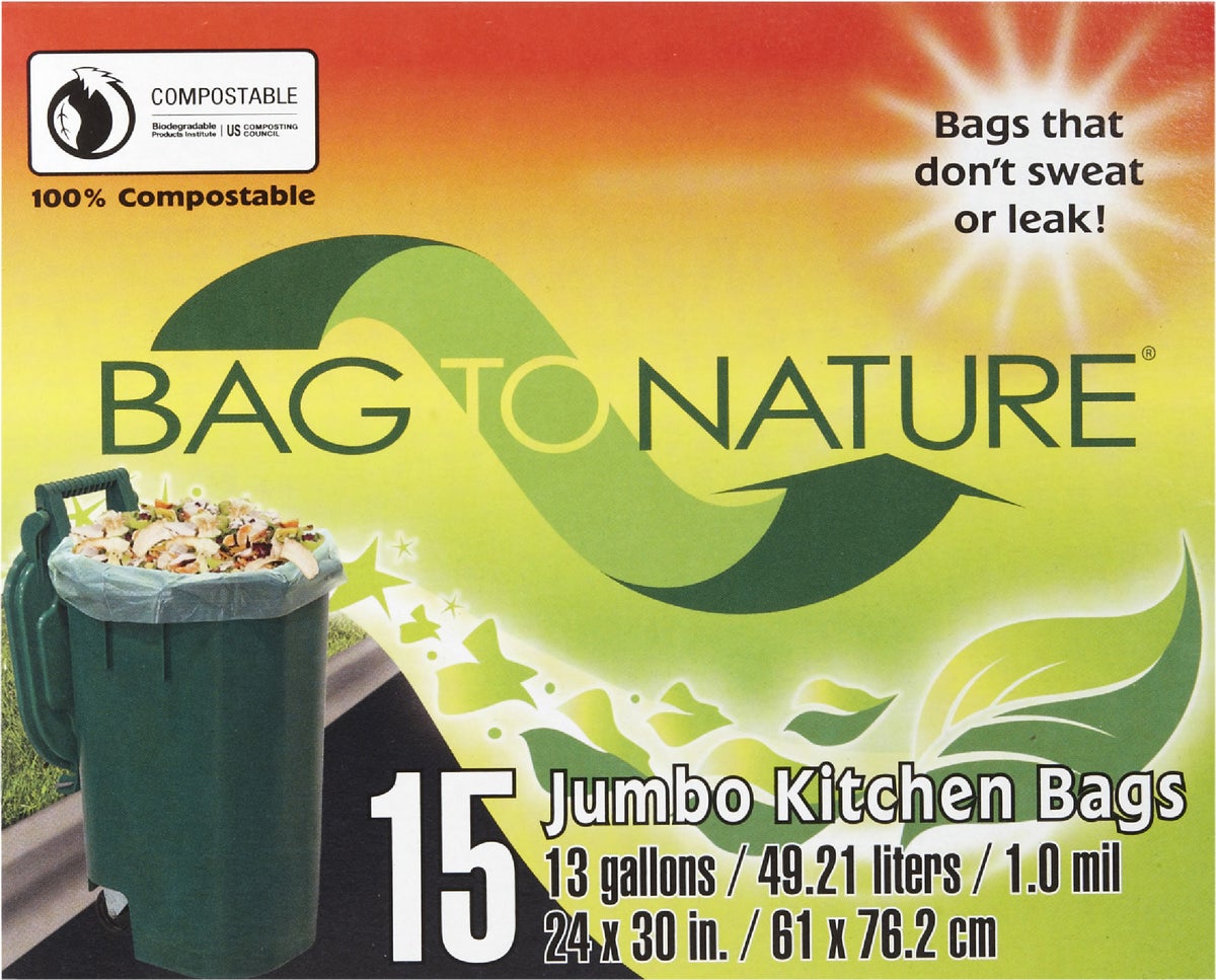 Bag-To-Nature Compostable Trash Bag 13 Gal. Green