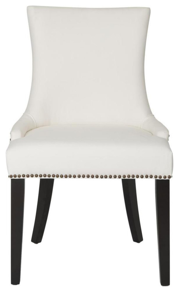 De De 19  x27 x27h Dining Chair set of 2 Silver Nail Heads White   Transitional   Dining Chairs   by Peachtree Fine Furniture  Houzz