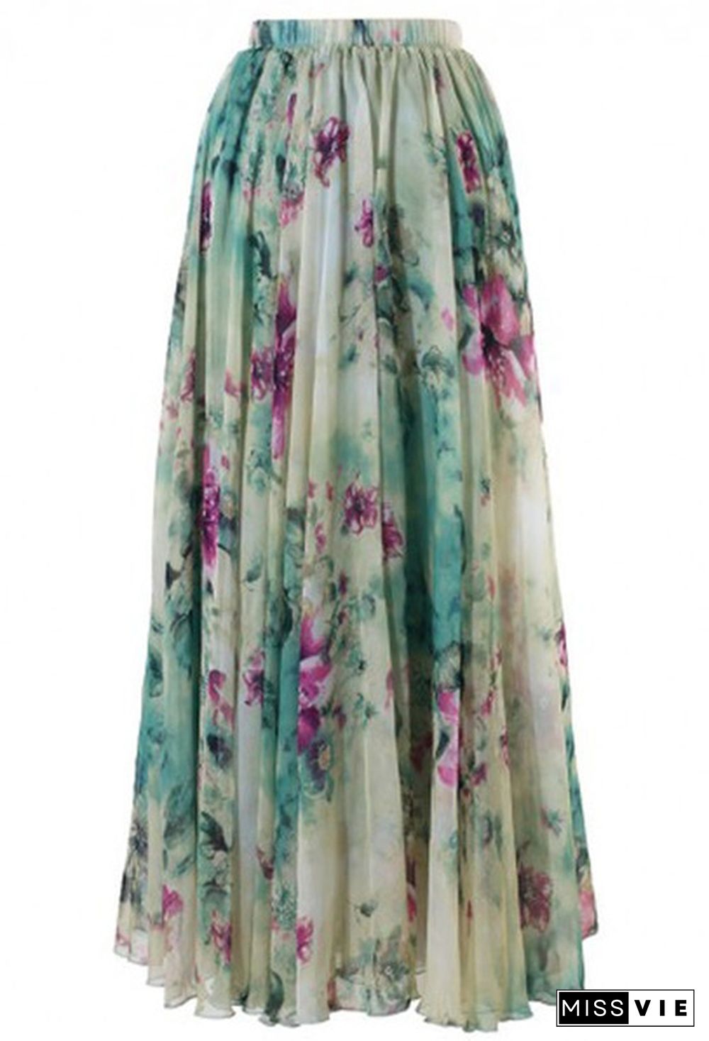 Women Floral Print Jersey Gypsy Long Maxi Skirt Summer Beach Sundress Beach