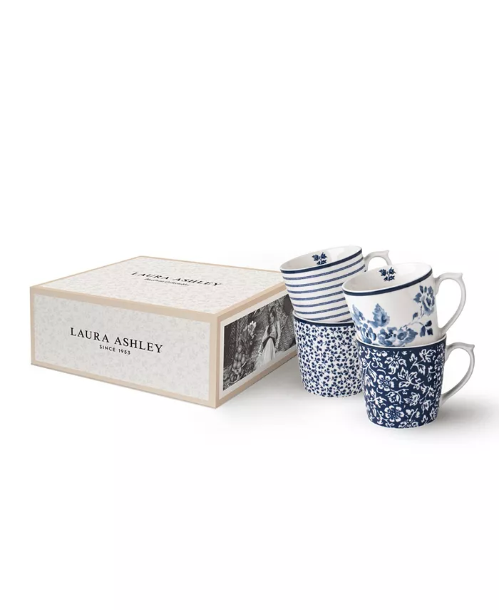 Laura Ashley Blueprint Collectables 9 Oz Mixed Designs Mugs in Gift Box Set of 4