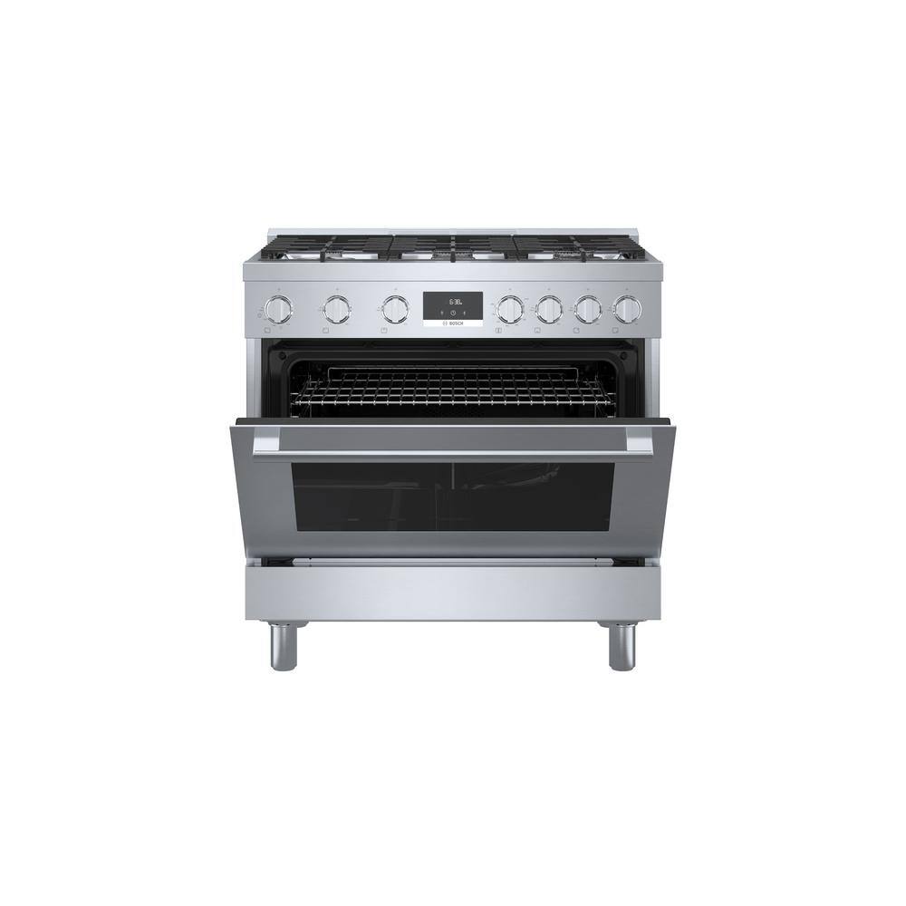 Bosch 800 Series 36 in. 3.5 cu. ft. Industrial Style Gas Range with 6-Burners in Stainless Steel HGS8655UC