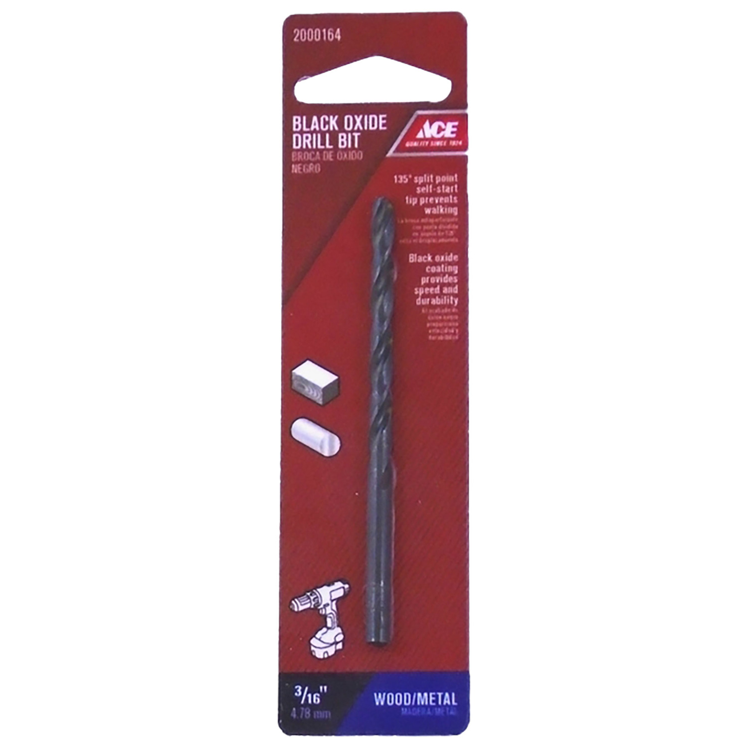 Ace 3/16 in. X 3-1/2 in. L High Speed Steel Drill Bit 1 pc