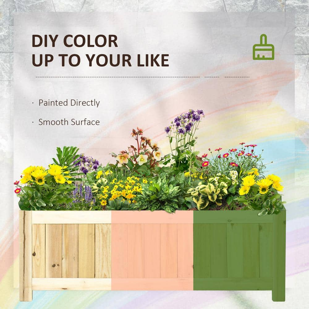 Outsunny Natural Fir Foldable Raised Garden Bed to Grow Vegetables， Herbs and Flowers 845-652