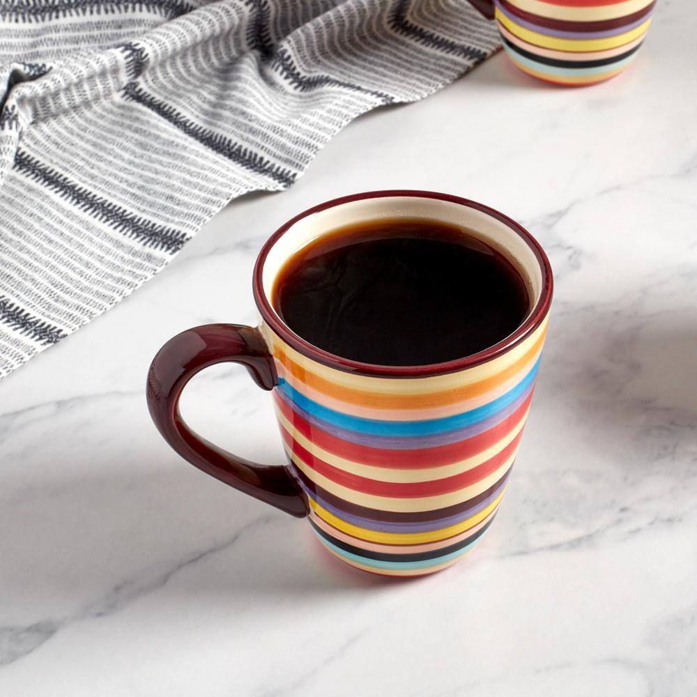 Tabletops Gallery Sedona Stripe 16 oz. Mugs (Set of 4) TTU-M6806-EC