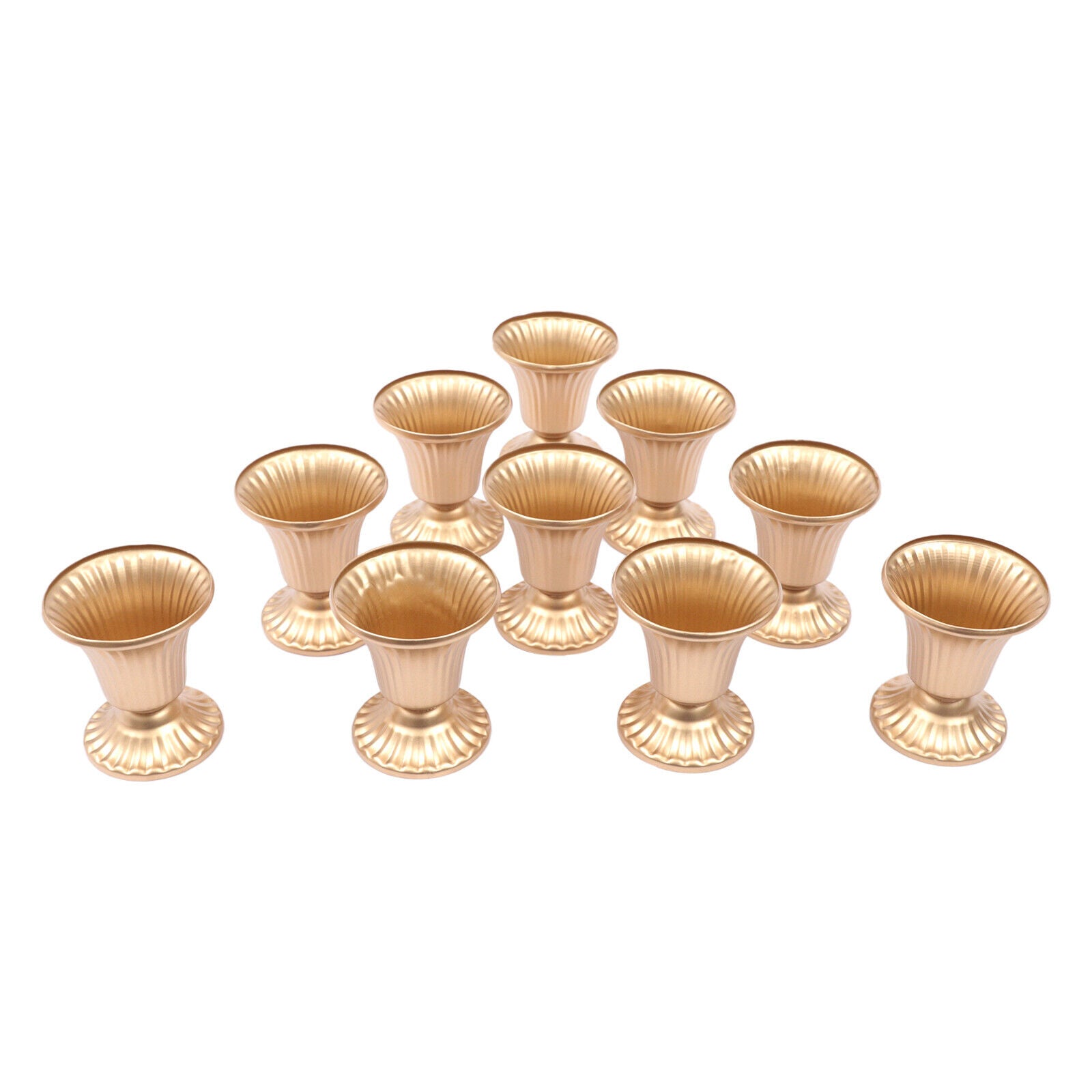 Oukaning 10 Pcs Metal Flower Vase Flower Trumpet Vase Centerpiece Tabletop Floral Vases Decor Wedding Home Decor Golden