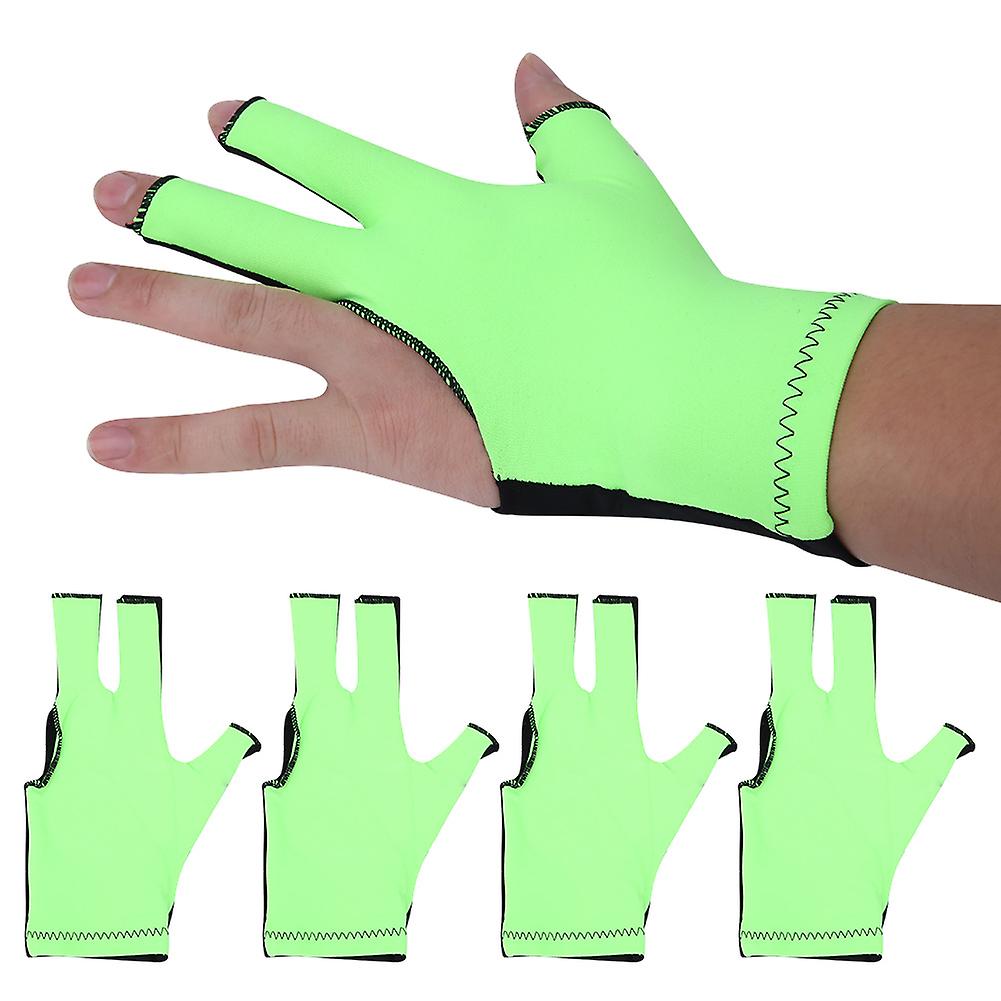 4pcs Universal Unisex Left Hand Three-finger Gloves Smooth Billiard Accessorygreen